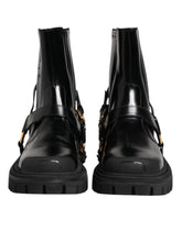 Dolce & Gabbana Black Leather Chelsea Men Short Boots Shoes